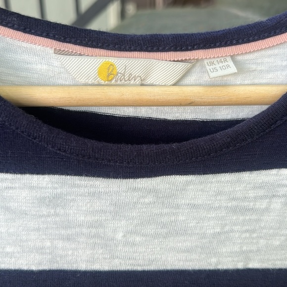 Boden British Striped Cotton Midii Dress Nautical Sailor Jersey Dress Sz 12 - Picture 3 of 6